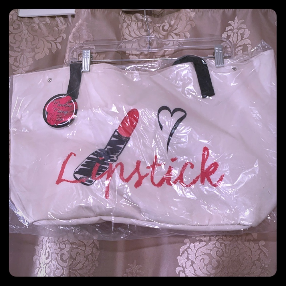 Lipstick tote - makeup bag - weekend tote bag